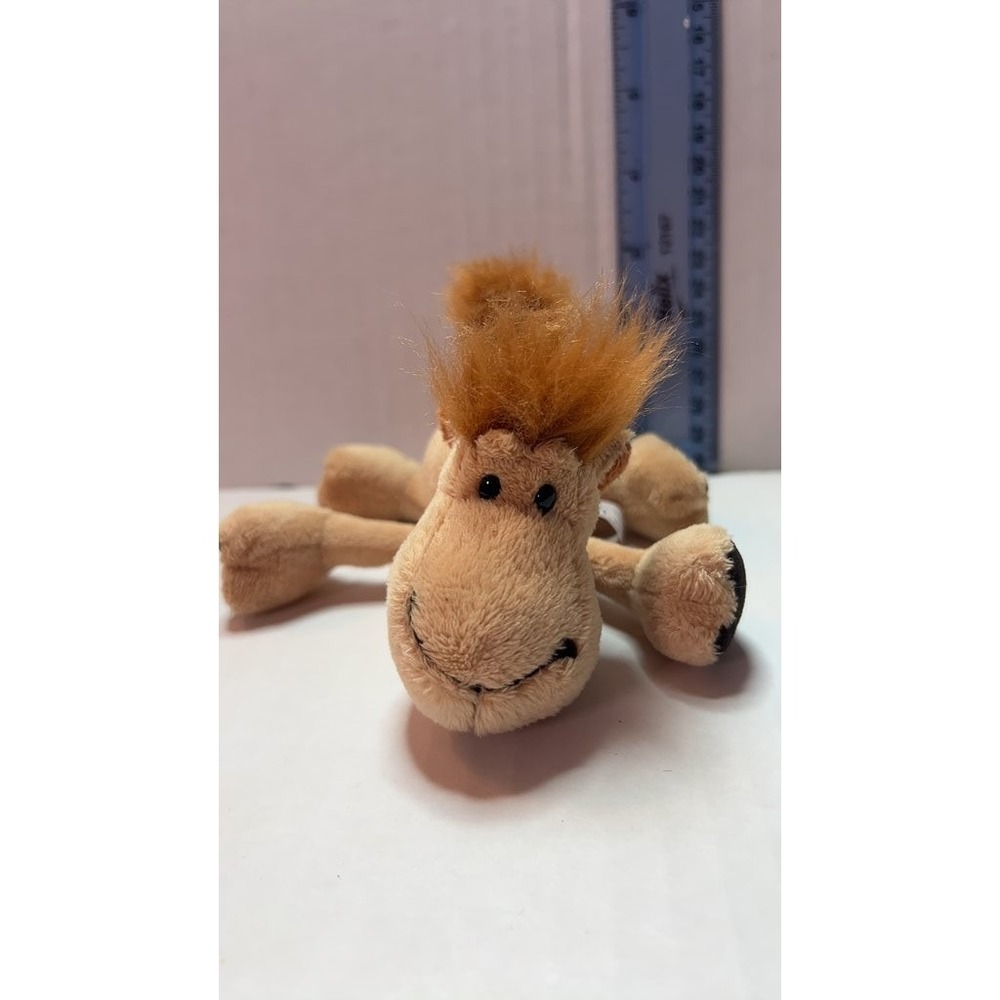 Vintage Plush Camel Toy with Faux Fur Mane